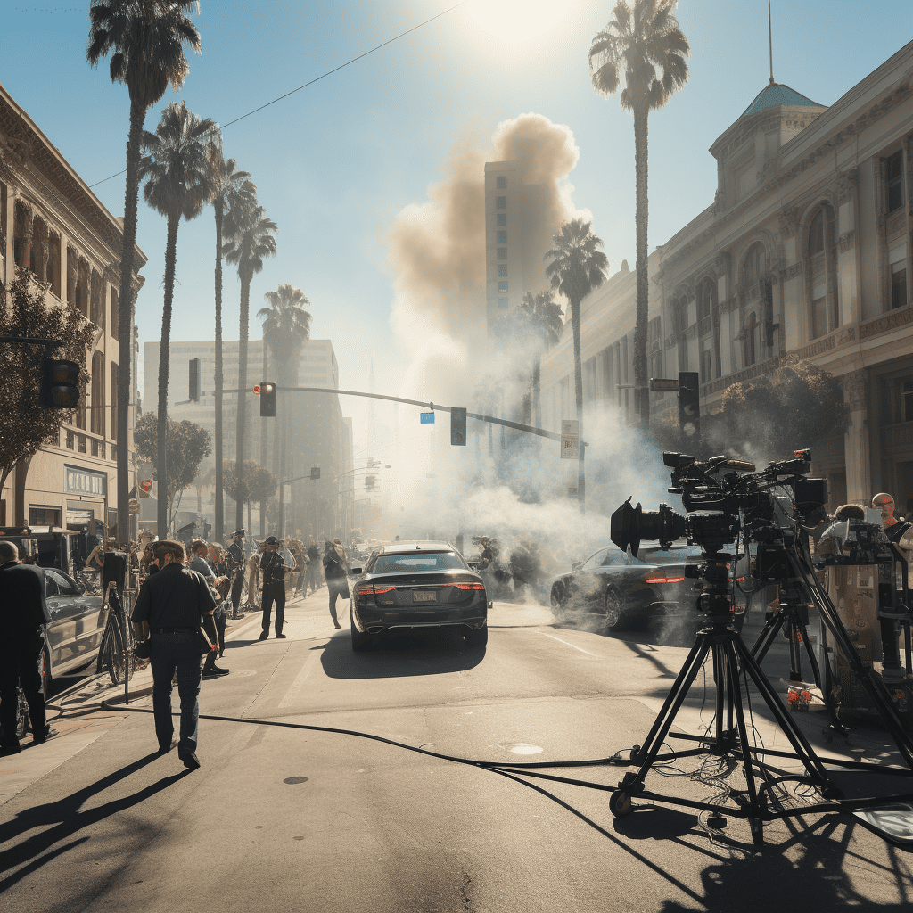 Video production in the streets of Los Angeles